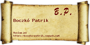 Boczkó Patrik névjegykártya