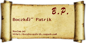 Boczkó Patrik névjegykártya
