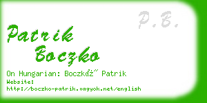 patrik boczko business card