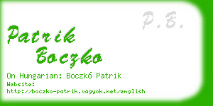 patrik boczko business card